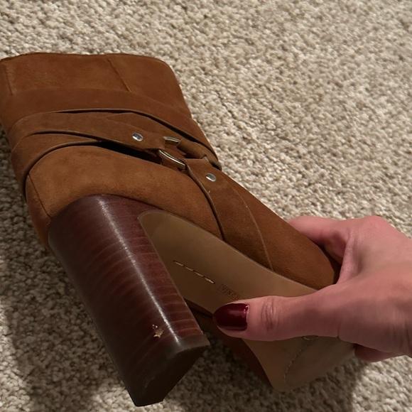 Vince Camuto Sestina Harness Square Toe Bootie - Brown Suede - Size 7.5 - Picture 2 of 9